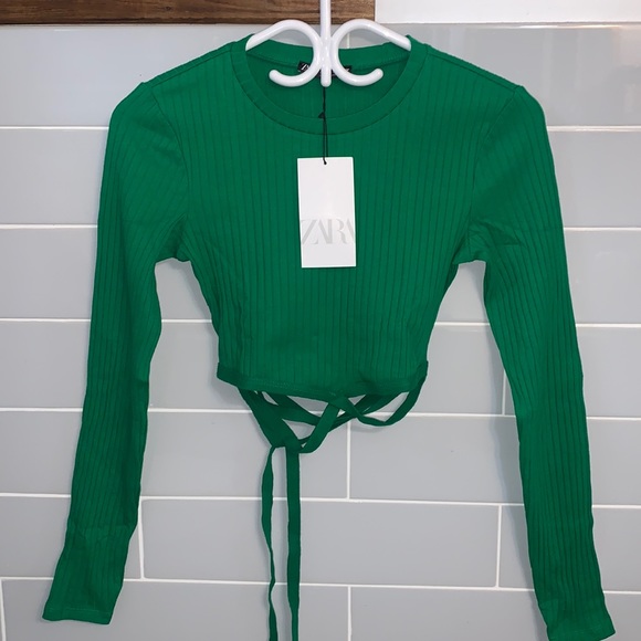 NWT Zara Lace Up Crop Top - Picture 5 of 16